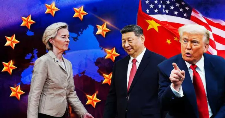 European Commission President Ursula von der Leyen, Chinese President Xi Jinping and US President Donald Trump
