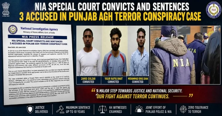 NIA Court sentences Zahid, Yasir, and Mohammad Idris in Punjab terror plot case