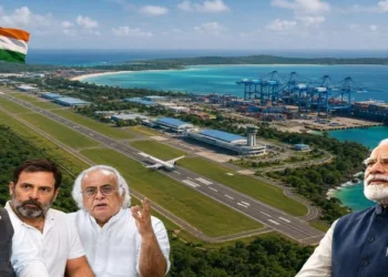Rahul, Kharge and Jairam vs. India's Great Nicobar Vision (This is an AI generated image)