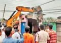 Bulldozer action on houses linked to drug traffickers in Rourkela's Meenapada area