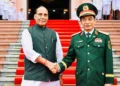 Defence Minister Rajnath Singh with his Vietnamese counterpart, General Phan Van Giang, in Hanoi on 19 May 2026