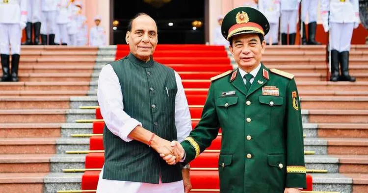 Defence Minister Rajnath Singh with his Vietnamese counterpart, General Phan Van Giang, in Hanoi on 19 May 2026