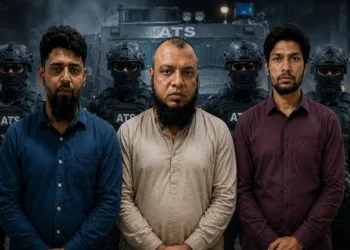 ATS exposed Pakistan linked radical terror network, arrests 3 Islamists ( This is an AI Generated image)
