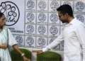 TMC supremo Mamata Banerjee along with party general secretary Abhishek Banerjee