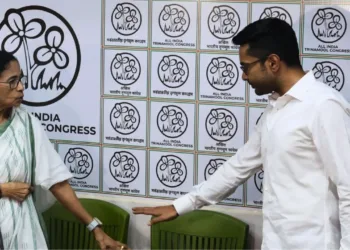 TMC supremo Mamata Banerjee along with party general secretary Abhishek Banerjee