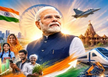 The Modi era is presented as a transformative phase in Indian politics, governance, and national identity, reflecting the aspirations of a rapidly evolving India