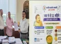 Navi Mumbai Municipal Corporation Additional Commissioner Sunil Pawar accepts a memorandum regarding the Vashi Hospital leaflet