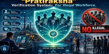 Pratiraksha is Gujarat Police's Aadhaar-based verification platform designed to identify illegal workers and prevent identity fraud in industrial sectors
