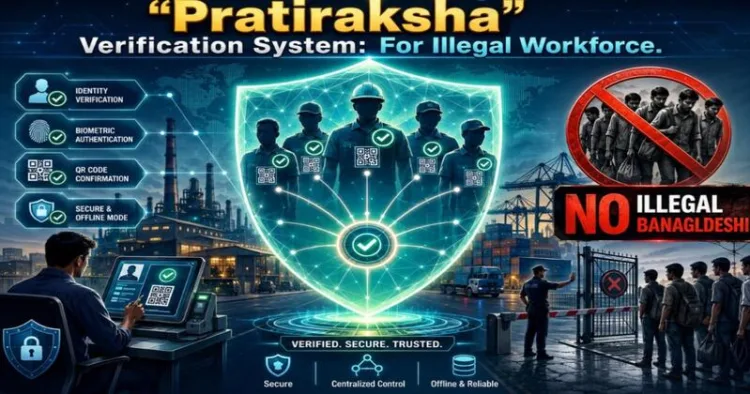 Pratiraksha is Gujarat Police's Aadhaar-based verification platform designed to identify illegal workers and prevent identity fraud in industrial sectors