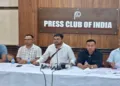 Representatives of the civil society members addressing the media