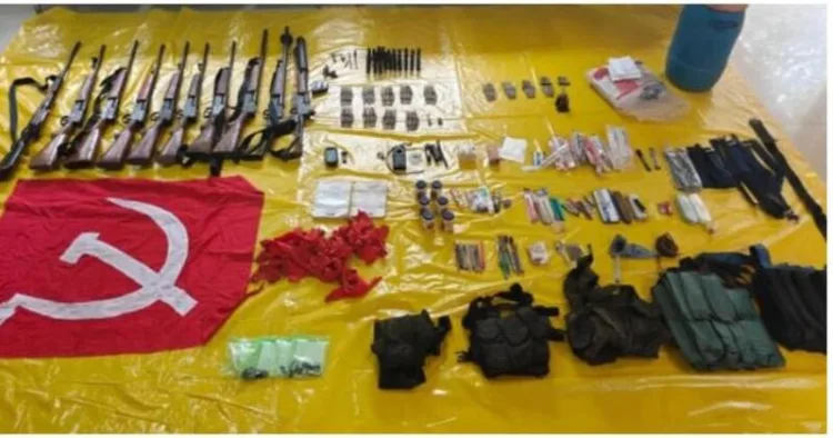 Firearms, explosives and Maoist materials recovered in Narayanpur, Chhattisgarh