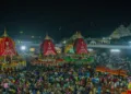 Three divine chariots before the Singha Dwar(Lion Gate) of Shree Mandir Puri