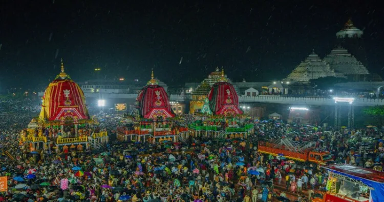 Three divine chariots before the Singha Dwar(Lion Gate) of Shree Mandir Puri