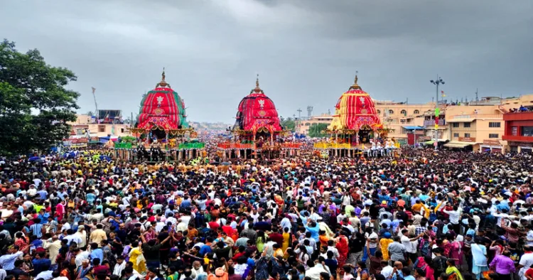 Three chariots carrying the deities have arrived in front of the Shree Gundicha Temple.