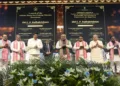 Vice President C.P. Radhakrishnan launches the national Letter of Authorisation (LoA) programme for sustainable high seas fishing at OUAT, Bhubaneswar, in the presence of other dignitaries
