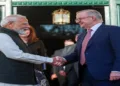 Melbourne [Australia], Jul 09 (ANI): Prime Minister Narendra Modi and Australian Prime Minister Anthony Albanese exchange a handshake, in Melbourne on Thursday. (@narendramodi X/ANI Photo)