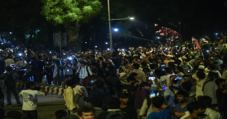 New Delhi, Jul 22 (ANI): Protesters in large numbers continue their protest at Jantar Mantar in support of the Cockroach Janata Party (CJP), demanding the resignation of Union Education Minister Dharmendra Pradhan over alleged examination irregularities and NEET paper leak, in New Delhi on Wednesday. (ANI Photo/Rahul Singh)