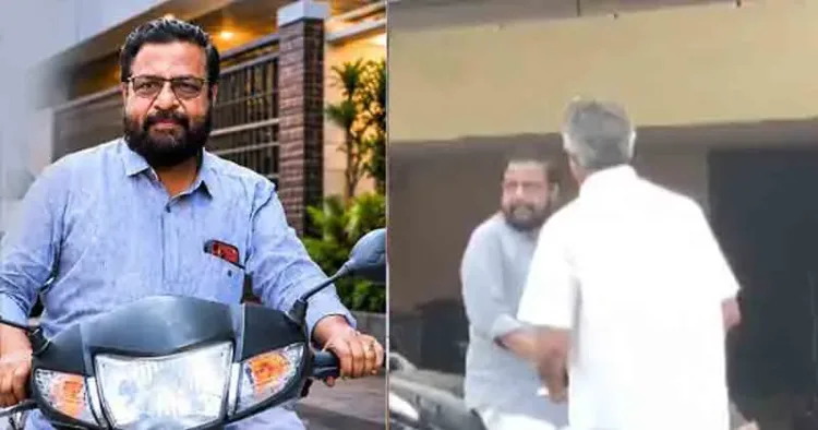 Former Devaswom Minister Katakampalli Surendran meeting with Home Minister Ramesh Chennithala