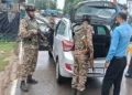 Security forces checking the vehicles as they intensify crackdown on terror networks in J&K
