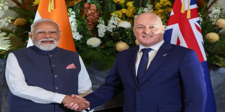 Prime Minister Narendra Modi and New Zealand Prime Minister Christopher Luxon