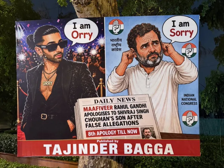 Posters calling Rahul Gandi "Mafiveer" installed across Delhi