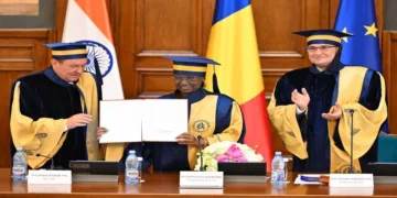 President Droupadi Murmu was conferred with an Honorary Doctorate by the Bucharest University of Economic Studies, Romania