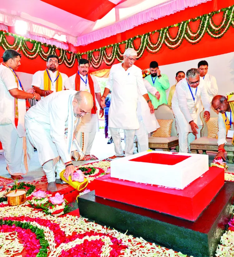 Home Minister Amit Shah laying foundation stone for 125-foot Dr Syama Prasad Mookerjee statue in Kolkata