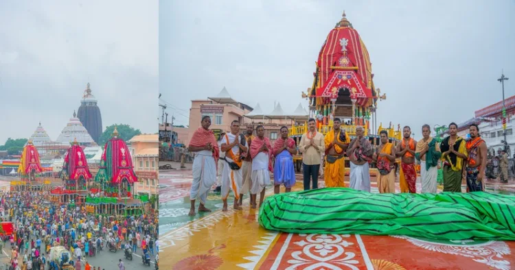 The deities' three chariots are ready for the sacred Shree Gundicha Yatra