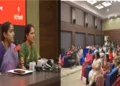 Dr. Vrushali Joshi, National Organising Secretary of Vishwa Mangalya Sabha briefing the media about the upcoming historic dialogue on contemporary motherhood by RSS Sarsanghchalak Dr Mohan Bhagwat