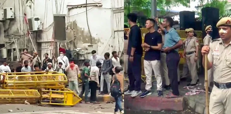 Delhi Protest has turned violent with CJP supporters hitting policemen and vandalising the property