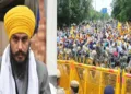 (Left) Khadoor Sahib MP Amritpal Singh (Right) Akali Dal-Waris Punjab De clashed with the police during protest march seeking the release of Amritpal