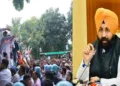 BJP wages protest outside AAP office, demand resignation of Punjab Education Minister Harjot Singh Bains