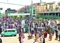 People gather in large numbers during an anti-Pakistan protest, in Muzaffarabad, Pakistan-occupied Jammu and Kashmir