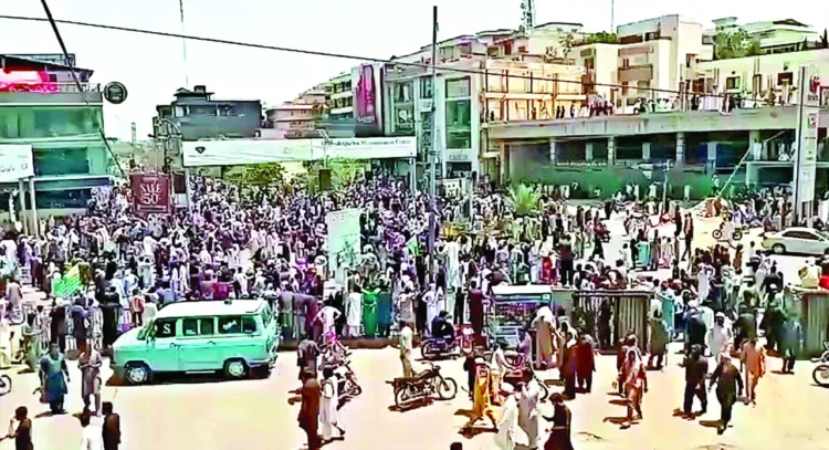 People gather in large numbers during an anti-Pakistan protest, in Muzaffarabad, Pakistan-occupied Jammu and Kashmir