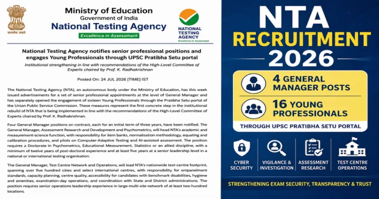 NTA Recruitment Drive 2026: 4 General Manager, 16 Young Professional Posts Open Amid Institutional Reforms