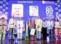 From Left - Vikram Malkani (son of KR Malkani, former Editor, Organiser), former Editor R Balashankar, former Editor Seshadri Chari, RSS Sarkaryavah Dattatreya Hosabale, Daughter of Organiser's first Editor AR Nair - Vijaya Lakshmi, great- granddaughter of , AR Nair, Hon'ble Vice President of Bharat CP Radhakrishnan, Managing Editor, BPDL Arun Kumar Goyal, RSS Delhi Prant Sanghchalak Anil Agarwal, Daughter of Organiser's former Editor LK Advani - Pratibha Advani and Organiser Editor Prafulla Ketkar