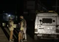 Police cordonedd off the area after the terrorist attack in Kulgam in which 2 Hindus were targeted and killed by the terrorists