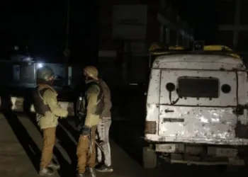 Police cordonedd off the area after the terrorist attack in Kulgam in which 2 Hindus were targeted and killed by the terrorists