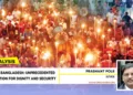 Amid ongoing attack against Hindus and their faith, massive torchlight procession was held in protest by Hindus against the insult to Bhagwan Ram, in Dhaka