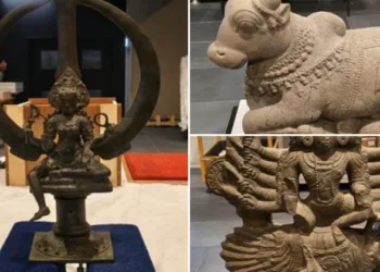 Australia has volunteered to repatriate three temple artefacts to India, following Prime Minister Narendra Modi's participation in the 3rd India–Australia Annual Summit.
These artefacts of Tamil Nadu origin include a stone sculpture of sacred Nandi, a metal Trident with the image of Bhadrakali, and a six-headed Karthikeya statue in stone