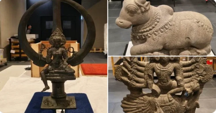 Australia has volunteered to repatriate three temple artefacts to India, following Prime Minister Narendra Modi's participation in the 3rd India–Australia Annual Summit.
These artefacts of Tamil Nadu origin include a stone sculpture of sacred Nandi, a metal Trident with the image of Bhadrakali, and a six-headed Karthikeya statue in stone