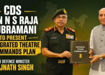 (Left) CDS Gen N S Raja Subramani (Right) Union Defence Minister Rajnath Singh