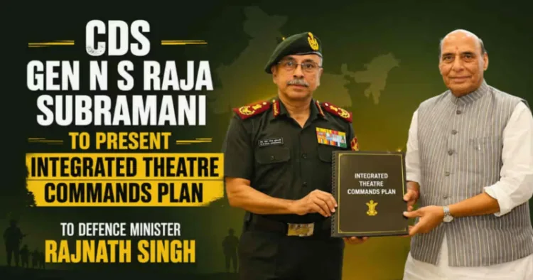 (Left) CDS Gen N S Raja Subramani (Right) Union Defence Minister Rajnath Singh