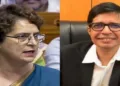 (Left) Congress Leader Priyanka Gandhi (Right) IIT Madras Director Prof. V. Kamakoti,
