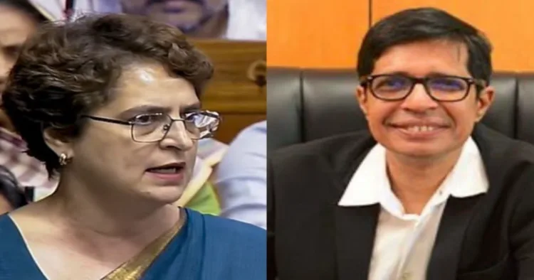 (Left) Congress Leader Priyanka Gandhi (Right) IIT Madras Director Prof. V. Kamakoti,
