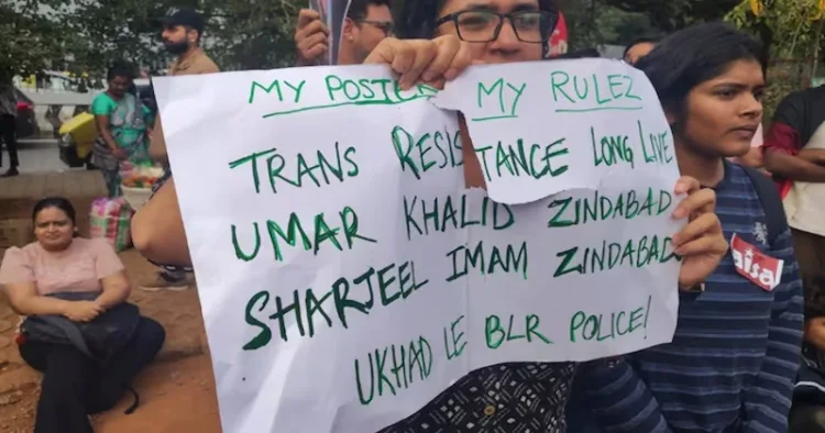 Bengaluru Police have registered an FIR against a woman for allegedly displaying posters supporting Umar Khalid and Sharjeel Imam