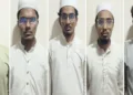 Those arrested have been identified as Md Aiyub Sunasara, Md Aiyub Kadiwal, Md Hasan Karadiya, Md Shafi Mukhi and Bilal Abid Shera. (Source: Gujarat ATS)