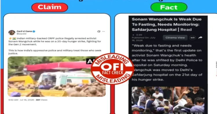 Pakistan-based social media falsely claimed that Sonam Wangchuk was "arrested" by the CRPF