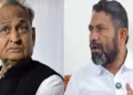 Ashok Gehlot (Left), CPI(M)) leader, Balwan Poonia (Right)