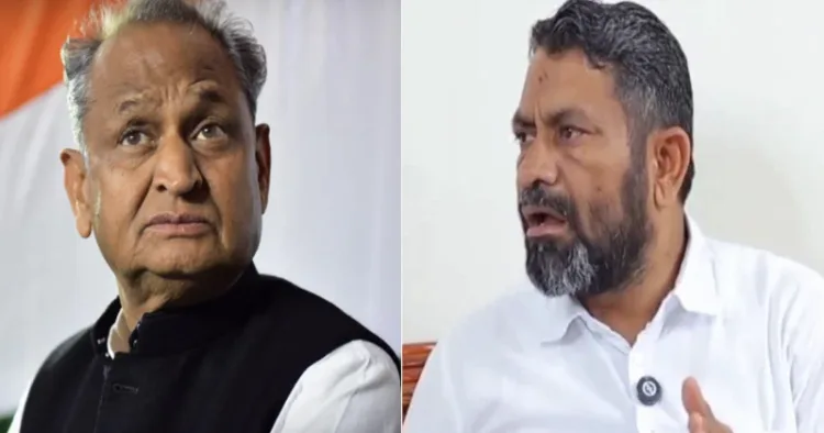 Ashok Gehlot (Left), CPI(M)) leader, Balwan Poonia (Right)